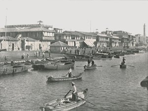 A Szuezi-csatorna bejárata Port Saidban, Egyiptomban, 1895. alkotó: Unbekannt