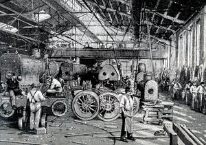 A Baldwin Locomotive Works szerelőműhelye. alkotó: Unbekannt