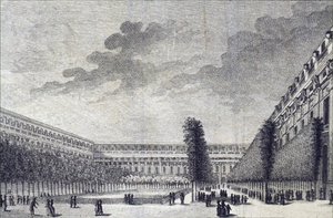 A párizsi Palais Royal kertjei. alkotó: Unbekannt