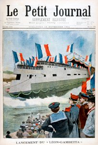 A Leon Gambetta páncélos cirkáló vízre bocsátása, Franciaország, 1901 alkotó: Unbekannt