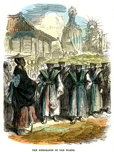 Az osztály kereskedői, újévi felvonulás Jokohamában, Japánban, 1872 alkotó: Unbekannt