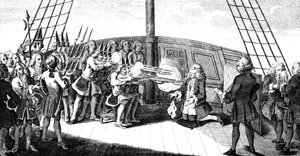 Byng admirális lövöldözése a Monarque fedélzetén, 1757 alkotó: Unbekannt