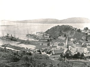 A város és a kikötő, Port Chalmers, Új-Zéland, 1895. alkotó: Unbekannt