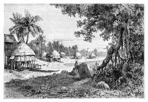 Sawi falu, Car-Nicobar, Nicobar-szigetek, India, 1895 alkotó: Unbekannt