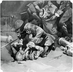 Thomas Blood megpróbálta ellopni a koronaékszereket a londoni Towerből 1671-ben, 1937-ben alkotó: Unbekannt