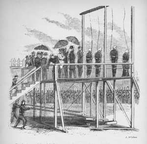 Három férfit és egy nőt akasztottak fel Lincoln meggyilkolása miatt, 1865, 1938 alkotó: Unbekannt