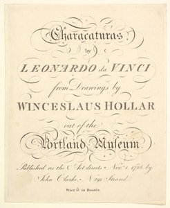 Címlap: Leonardo da Vinci karakterei, Wincelslaus Hollar rajzaiból, ki..., 1786. alkotó: Unbekannt