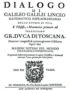 A Dialogo címlapja, Galilei, 1632 alkotó: Unbekannt