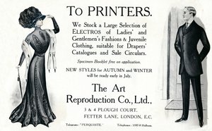 Nyomtatóknak – The Art Reproduction Co., Ltd. hirdetés, 1909. alkotó: Unbekannt