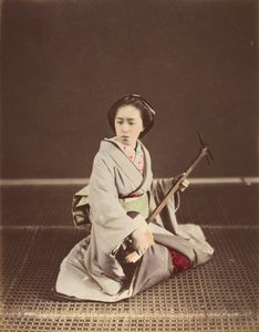 "Tokiói gésa Shamisennel", 1870-es évek. alkotó: Unbekannt