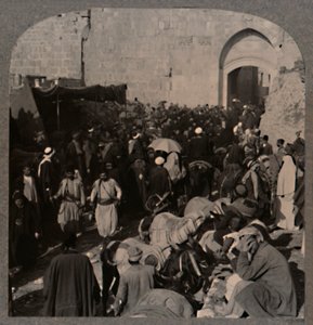 Forgalom a St. Stephens Gate mellett, Jeruzsálem, c1900 alkotó: Unbekannt