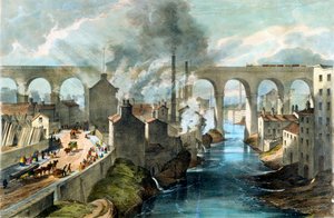 Vonat átkel a Stockport viadukton a londoni és északnyugati vasúton, c1845 alkotó: Unbekannt