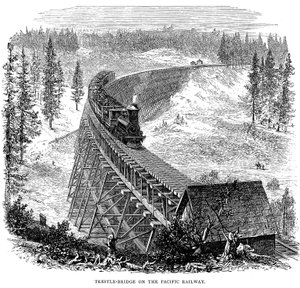 Trestle Bridge a Union Pacific Railroad-on, USA, 1876 alkotó: Unbekannt