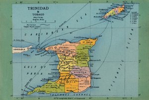 Trinidad és Tobago térkép, 1940-es évek. alkotó: Unbekannt