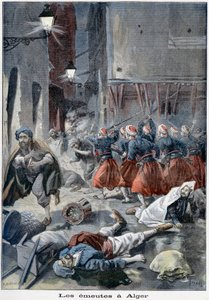 Utcákat próbáló csapatok a zsidóellenes zavargások idején, Algír, Algéria, 1898 alkotó: Unbekannt