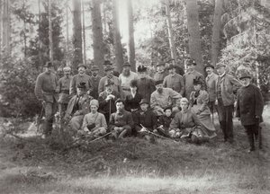 III. Sándor cár családjával és barátaival vadászaton a Bialowieza-erdőben, Oroszország, 1894 alkotó: Unbekannt