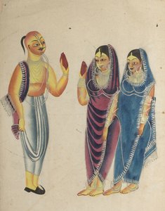 Vaisnava bhakta két nővel, 1800-as évek. alkotó: Unbekannt