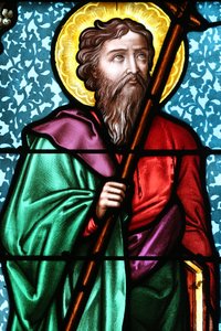 Vault de Lugny templom. Ólomüveg ablak. Szent Fülöp apostol. Franciaország alkotó: Unbekannt