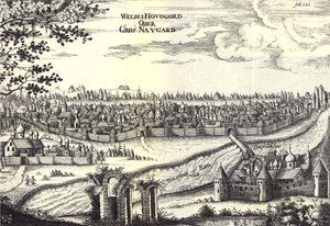 Velikij Novgorod illusztrációja Adam Olearius utazásaiból Moszkva nagyhercegéhez és Perzsia királyához, 1656 alkotó: Unbekannt