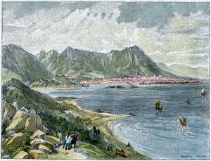 Victoria, Hong Kong, a kínai szárazföldről, 1890 alkotó: Unbekannt