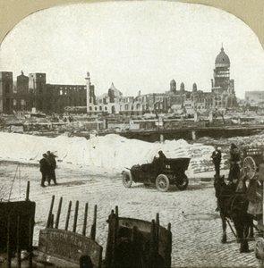 Kilátás a Moulder School elosztóállomásról, több tonna liszttel a járdán, 1906. alkotó: Unbekannt