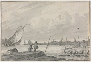 Alkmaar kilátása csónakokkal, 1600-as évek. alkotó: Unbekannt