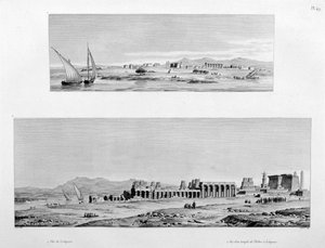 Kilátás Luxorra és a thébai templomra Luxorban, Egyiptom, 1808 alkotó: Unbekannt