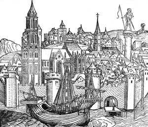 Kilátás az erődvárosra, 1493 alkotó: Unbekannt