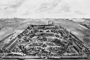 Kilátás az 1882-es összoroszországi kiállításra, Khodynka, Moszkva, 1882 alkotó: Unbekannt