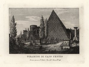 Kilátás a Cestius-piramisra, Piramide di Caio Cestio, Róma alkotó: Unbekannt