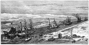 Kilátás a Szuezi-csatornára, Egyiptom, 1900 alkotó: Unbekannt