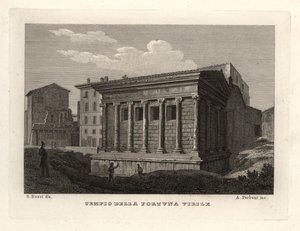 Kilátás a Portunus-templomra, a Tempio di Portuno-ra vagy a Tempio della Fortuna Virile-re alkotó: Unbekannt