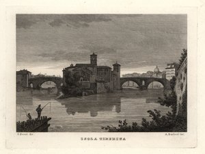Kilátás a Tiberis-szigetre, Isola Tiberina, Róma alkotó: Unbekannt