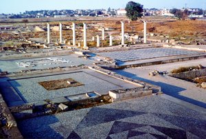 Kilátás a régészeti maradványokra Pella, Közép-Macedónia. alkotó: Unbekannt