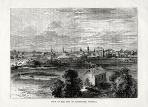 Kilátás Melbourne városára, Victoria, Ausztrália, 1877 alkotó: Unbekannt