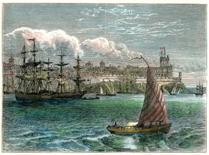 Kilátás San Domingo városára a kikötőből, Dominikai Köztársaság, 1880 alkotó: Unbekannt