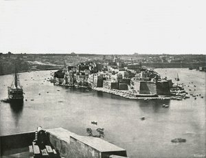 Kilátás a kikötőre, Valletta, Málta, 1895. alkotó: Unbekannt