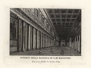 Kilátás a Santa Maria Maggiore-bazilika belsejére, a Szent Mária-templom, Róma alkotó: Unbekannt