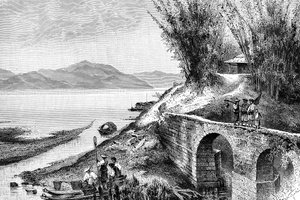 Blick auf den oberen Yang-Tze-Kiang, um 1890