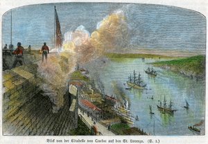 Kilátás a Szent Lőrinc-folyóra Quebec fellegvárából, Kanadából, 1875 alkotó: Unbekannt