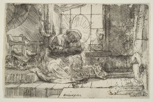 Szűz és gyermek a macskával: és József az ablakban, 1654. alkotó: Unbekannt