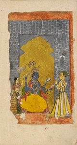 Visnu trónolt fejedelmi bhaktával, aki előtte áll, 1700-1725 alkotó: Unbekannt