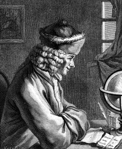 Voltaire, 18. századi francia író, drámaíró, szatirikus és íróember alkotó: Unbekannt