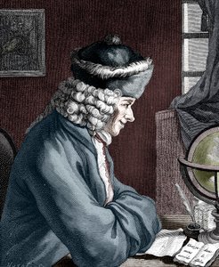 Voltaire, 18. századi francia író, drámaíró, szatirikus és íróember alkotó: Unbekannt