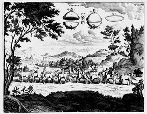 Von Guerickes bemutatója a légnyomás erejéről, 1672 alkotó: Unbekannt