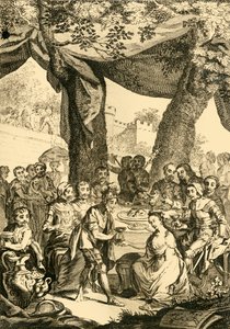 Vortigern Nagy-Britannia királya Rowenát, egy szász hölgyet fogad el..., 18. század közepe. alkotó: Unbekannt