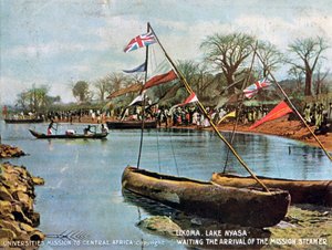 A Mission Steamer érkezésére várva, Likoma, Nyasa-tó, Afrika, 1904 alkotó: Unbekannt