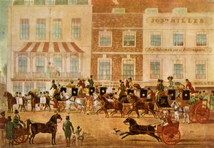 „West Country Mails at the Gloucester Coffee House, Piccadilly”, 1830, 1943. alkotó: Unbekannt