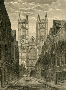 Westminster Abbey nyugati frontja, a Tothill Street felől, 1881. alkotó: Unbekannt