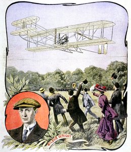 Wilbur Wright első repülése Európában a franciaországi Le Mans melletti Hunaudieres versenypályán, 1908 alkotó: Unbekannt